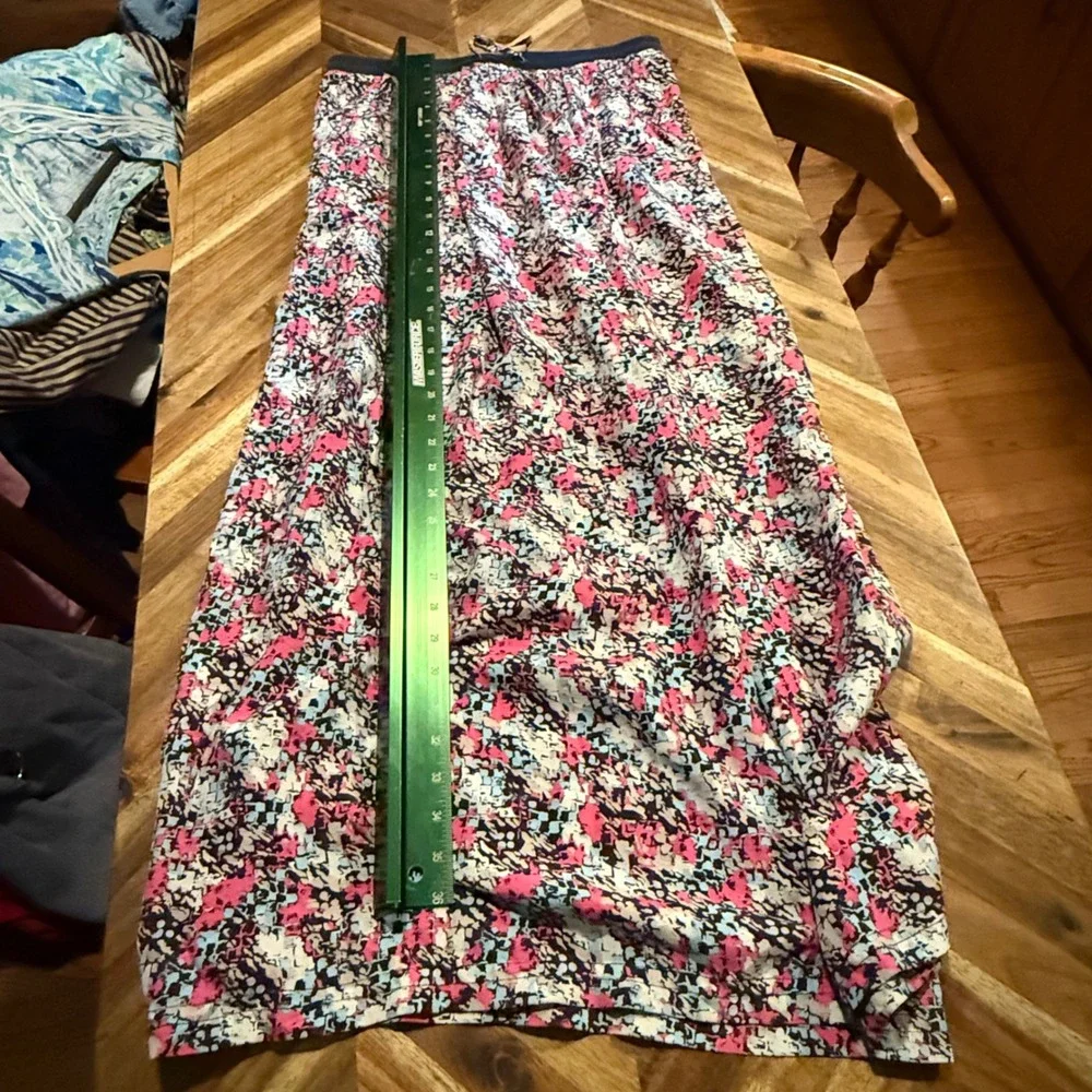 Juicy Couture Floral Print Drawstring‎ Waist Maxi Skirt Size S 100% Silk Pullon